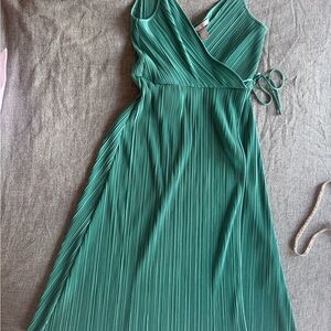 H&M Teal Pleated Midi Dress